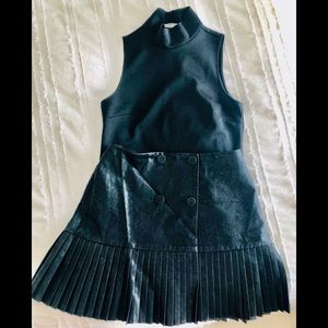 ZARA outfit: “leather”pleated shirt & top